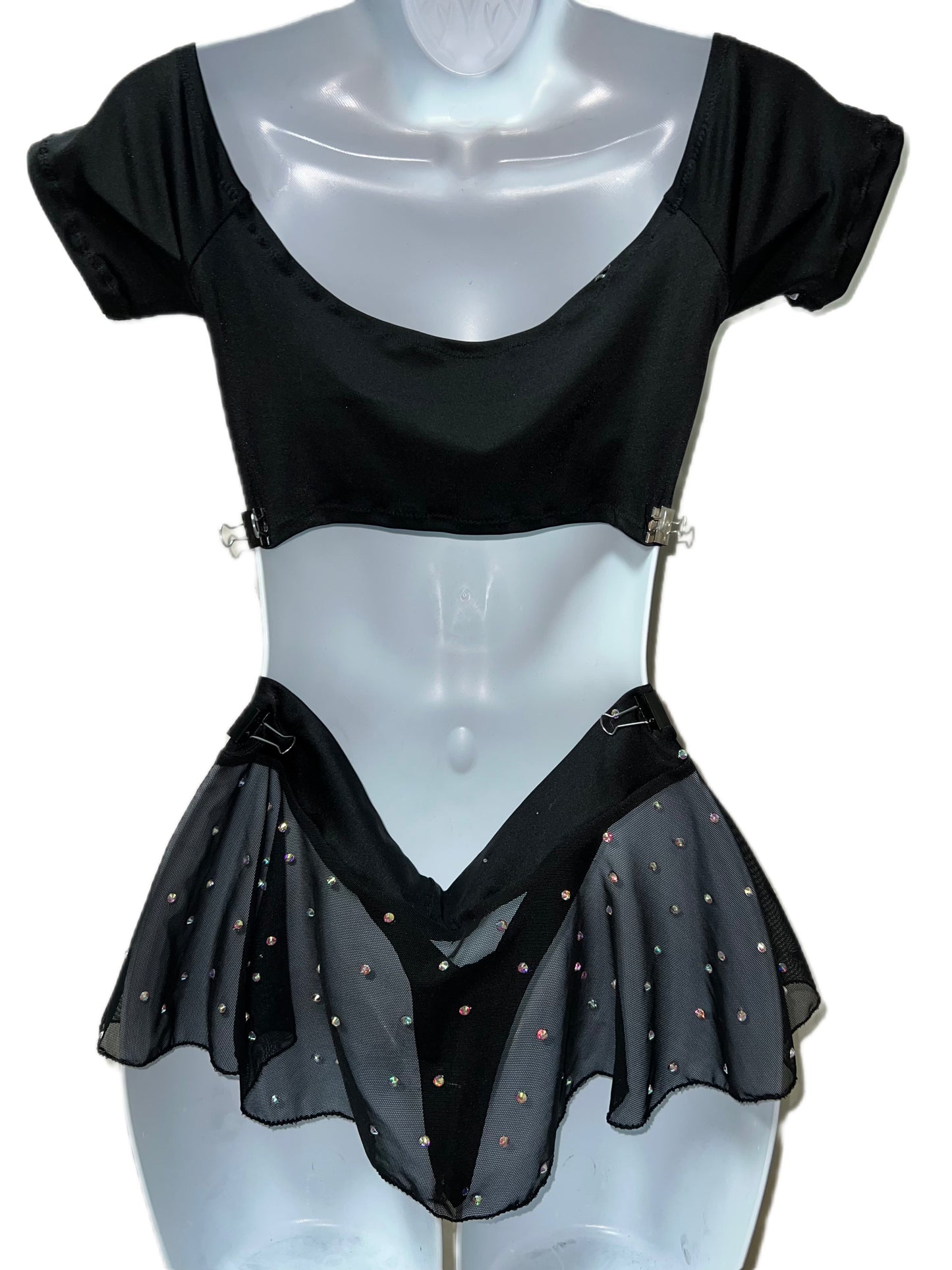 BLACK THREE PIECE SKIRT SET