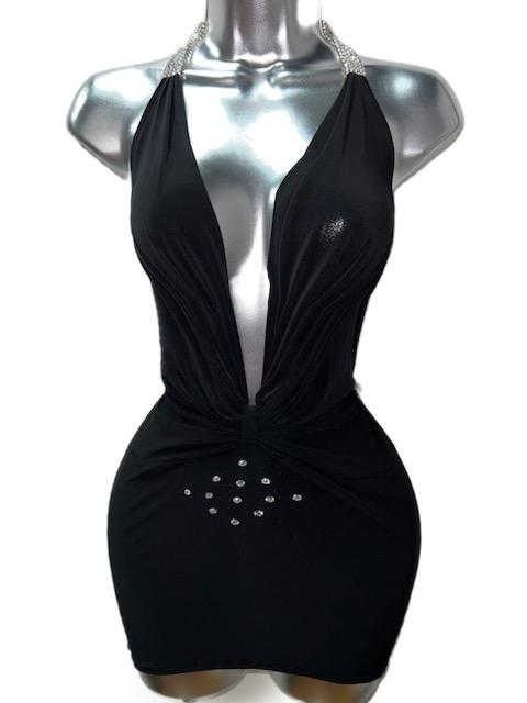 BLACK SCOOP DRESS