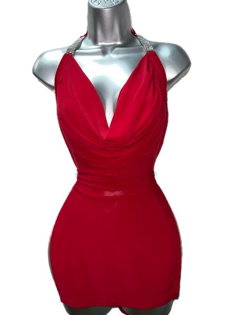 RED SCOOP DRESS