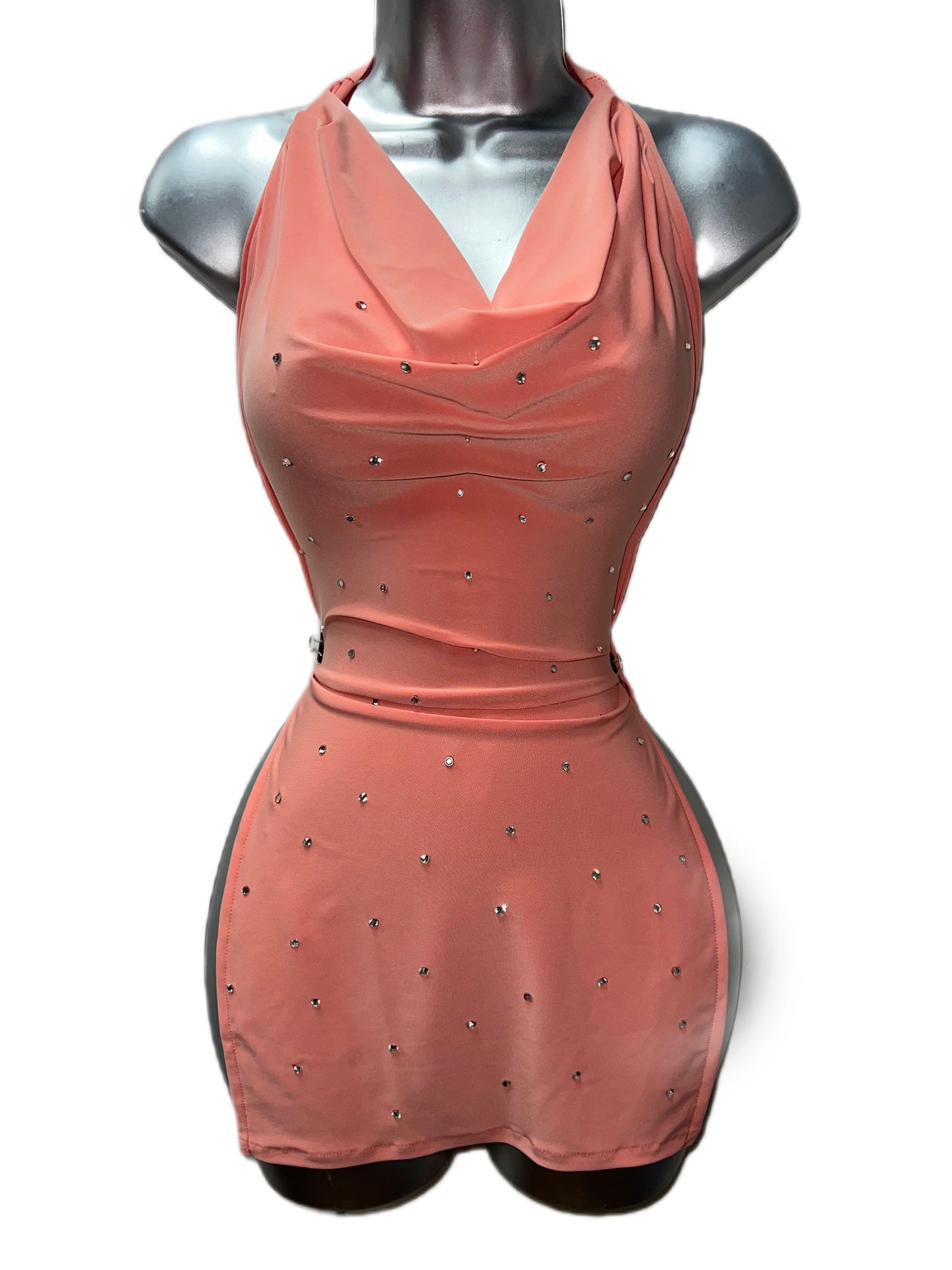 PEACH DRAP DRESS