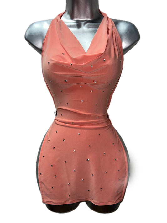 PEACH DRAP DRESS