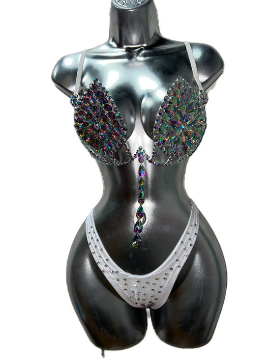 RHINESTONE BRA SET WITH THONG