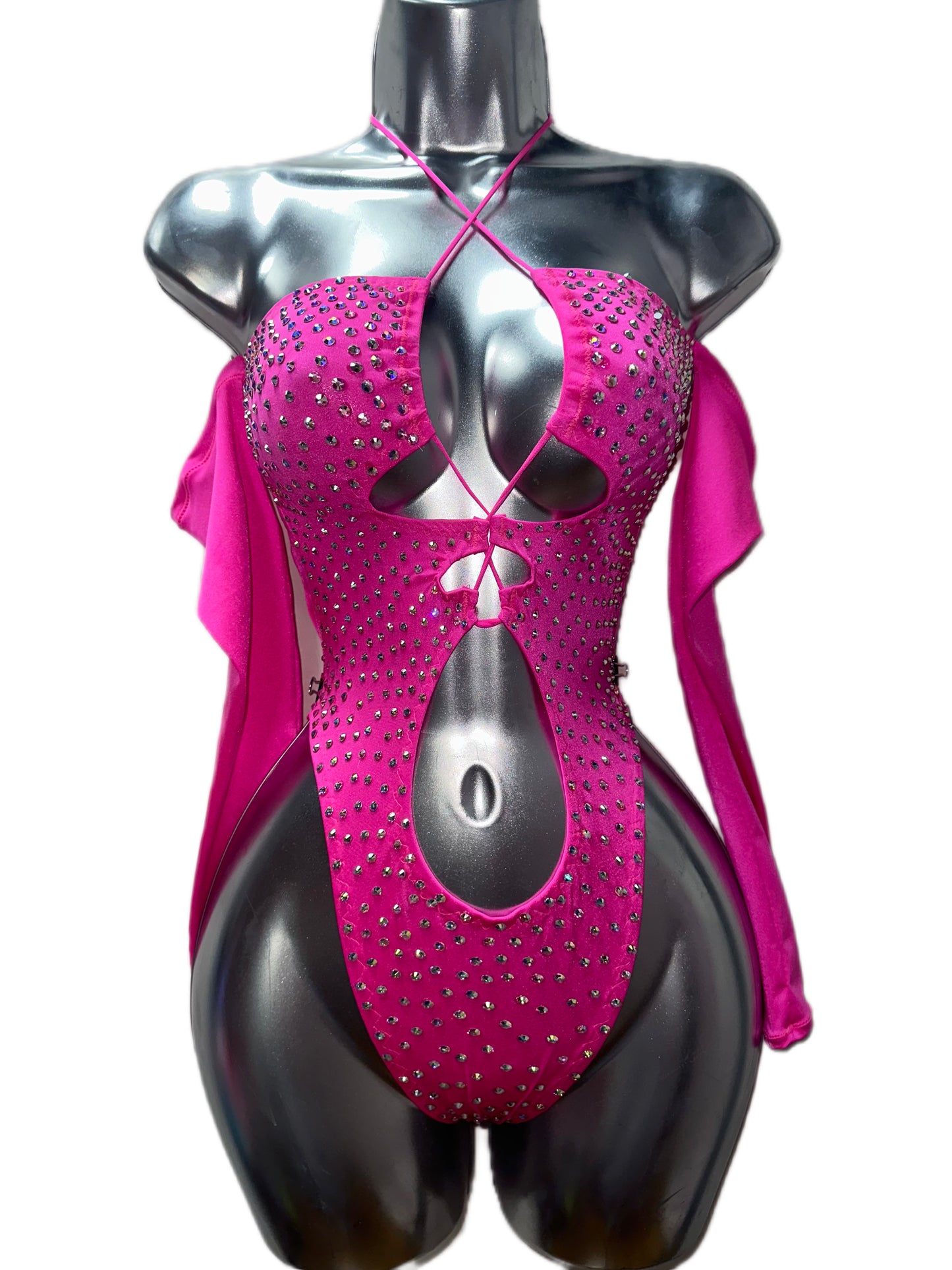 HOT PINK BODYSUIT WITH SLEEVES