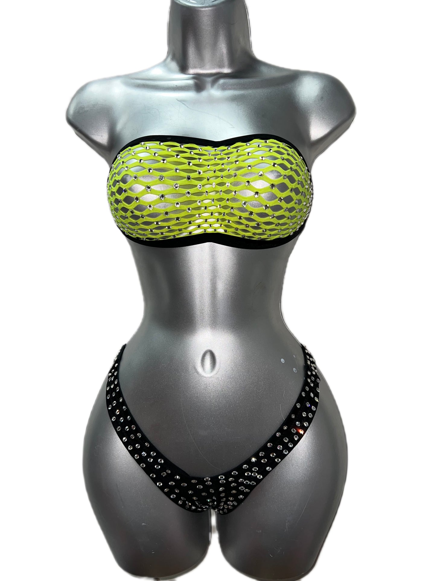 NEON YELLOW AND BLACK TWO PIECE