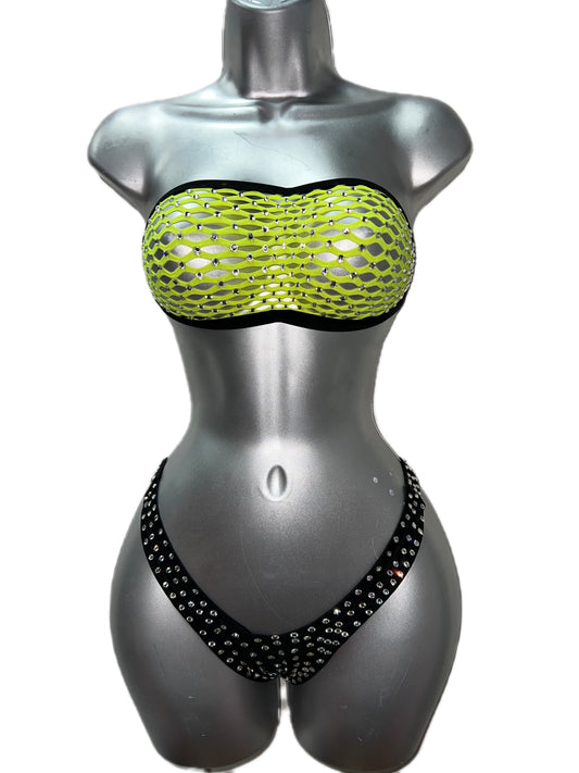 NEON YELLOW AND BLACK TWO PIECE