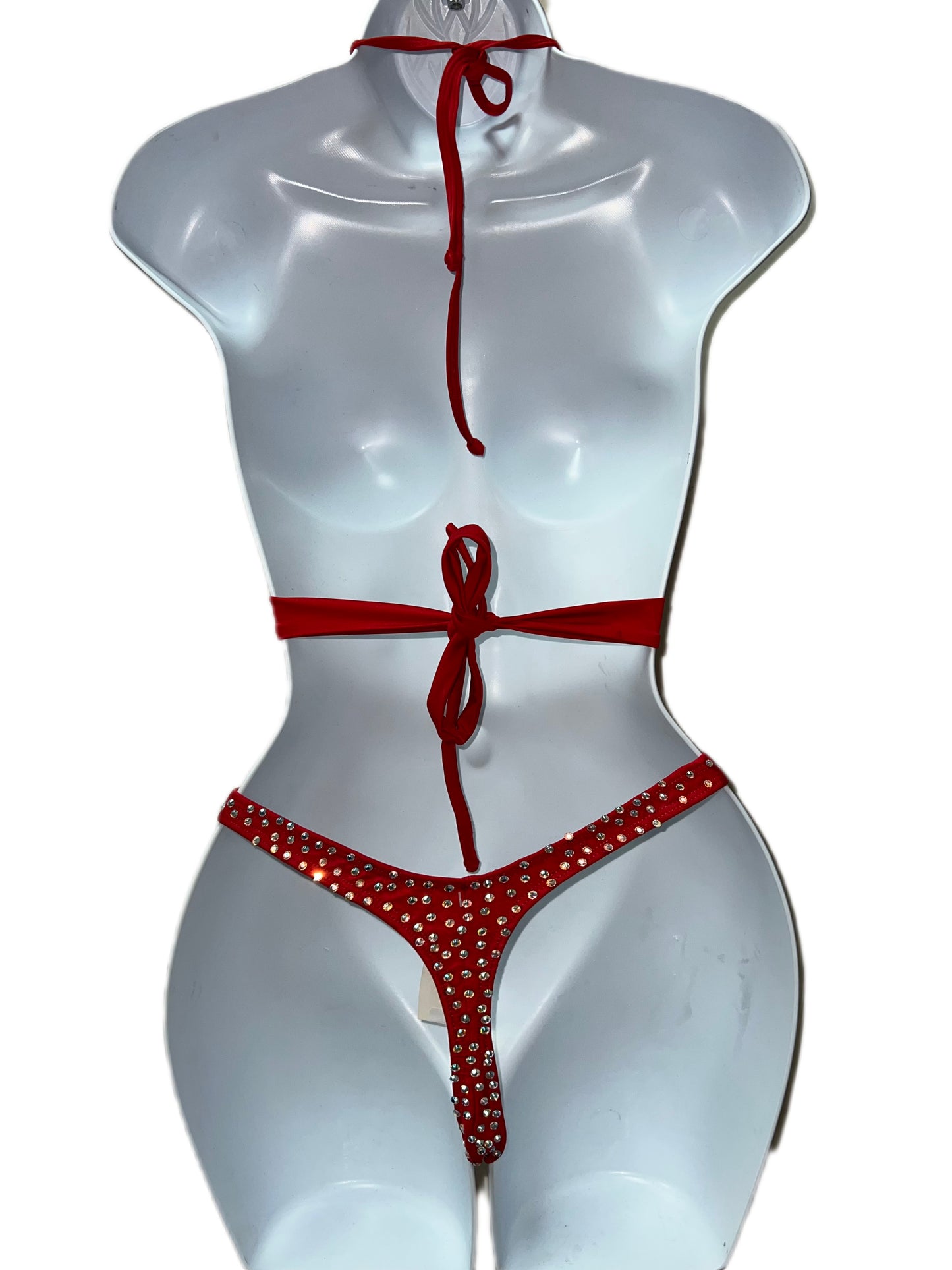 RED BODYSUIT WITH CHAINS