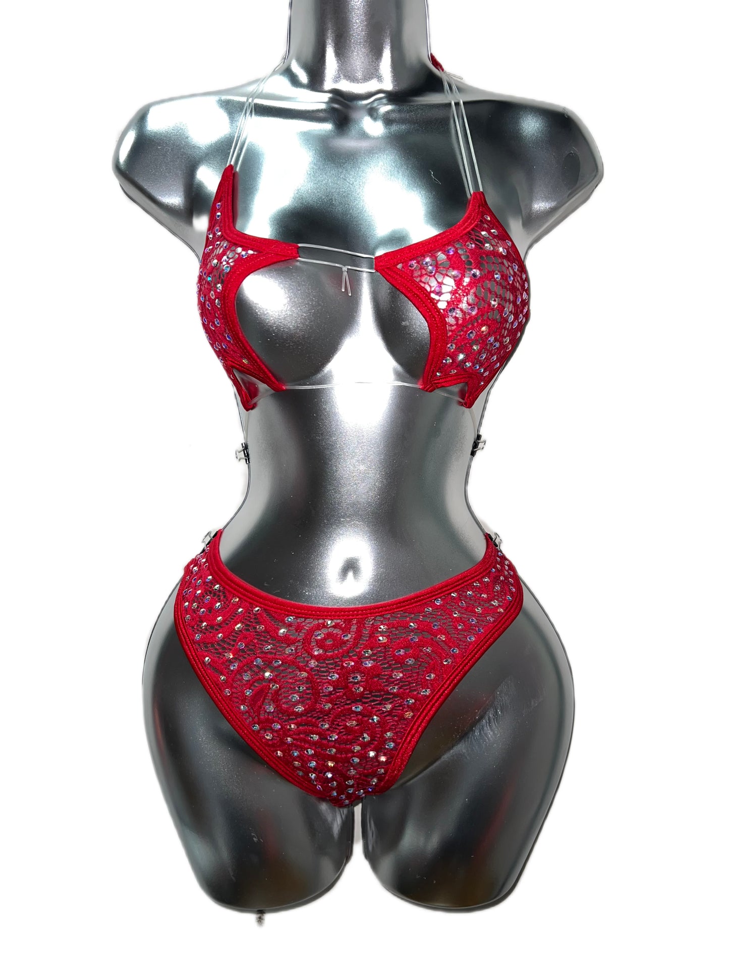 TWO PIECE RED LACE SET