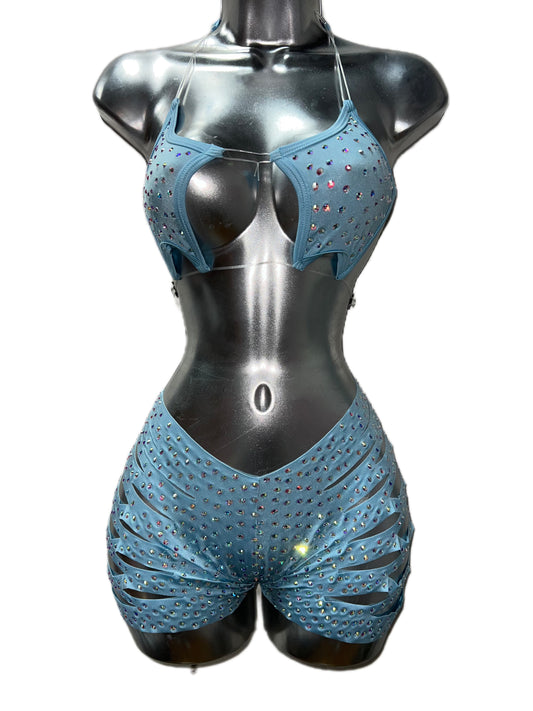 BABY BLUE STAR SHORTS TWO PIECE