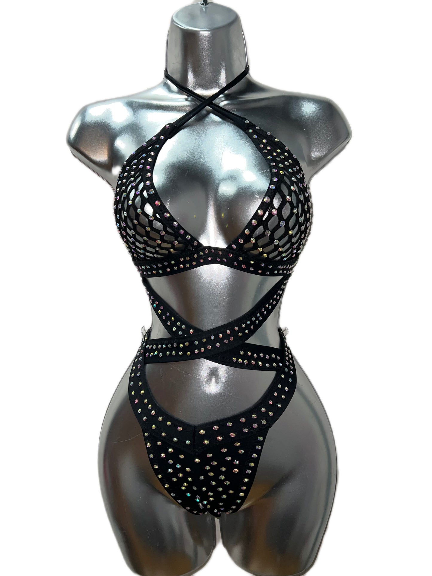 BLACK ONE PIECE CRISS-CROSS SET