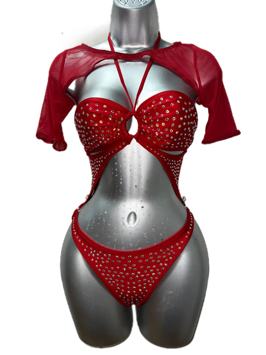 RED THREE PIECE OUTFIT