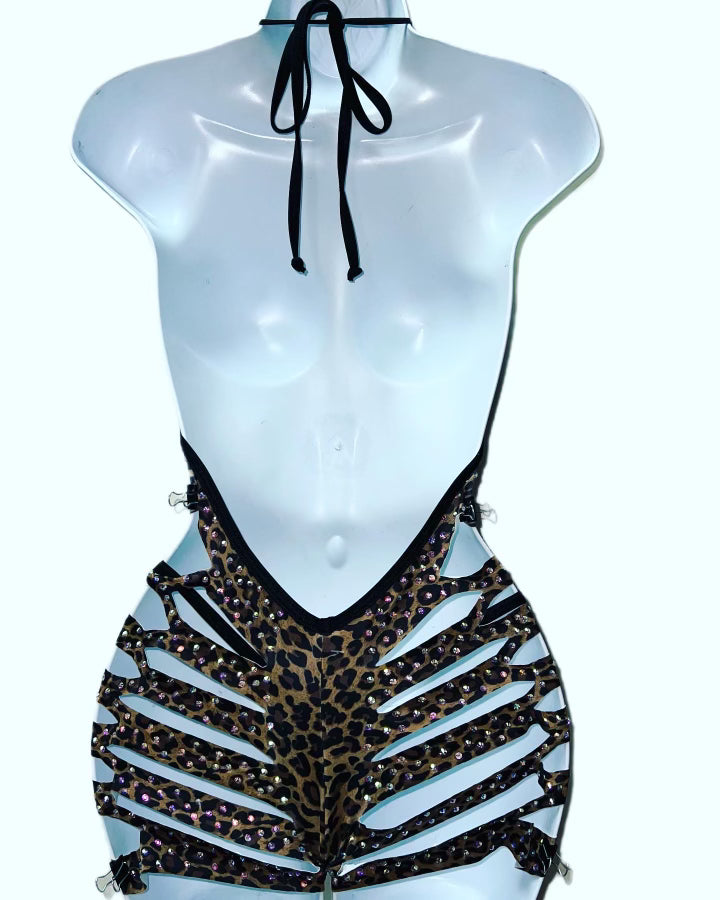 CHEETAH PRINT SHORTS ONE PIECE