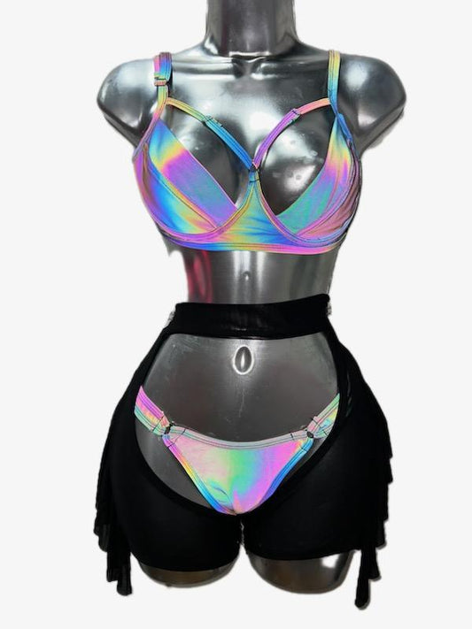 REFLECTIVE SET WITH BLACK CHAPS