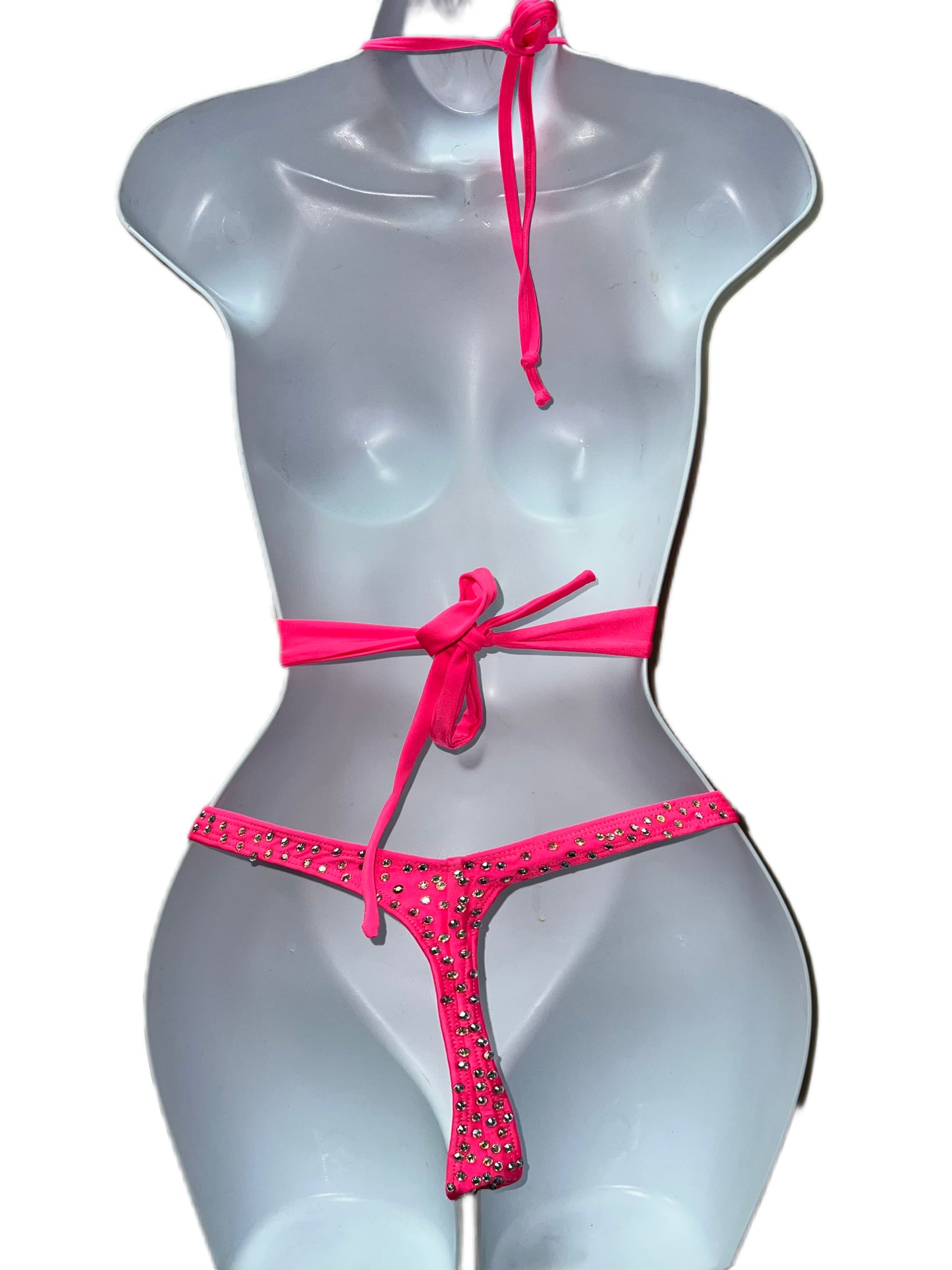 HOT PINK BODYSUIT WITH CHAINS