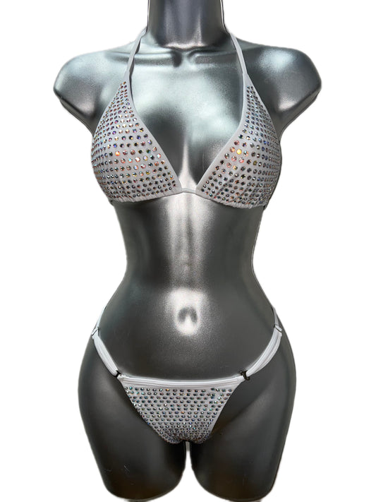 WHITE TWO PIECE WITH RHINESTONES