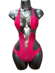 HOT PINK BODYSUIT WITH CHAINS