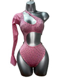 PINK ONE SLEEVE BODYSUIT WITH CUTOUY
