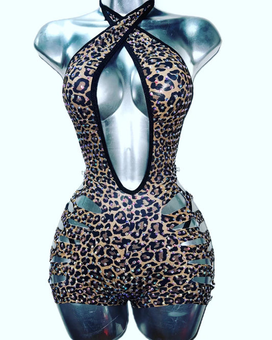 CHEETAH PRINT SHORTS ONE PIECE