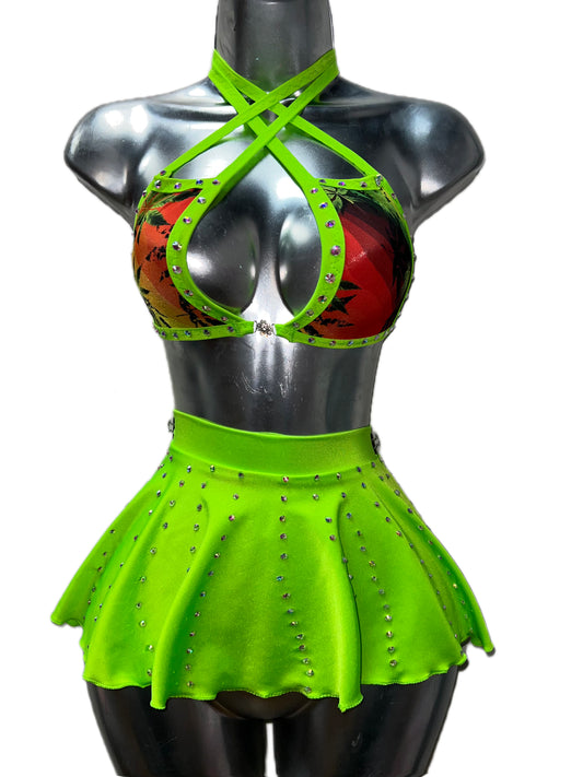 GREEN SKIRT SET