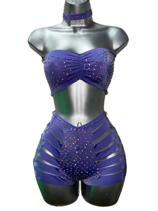 PURPLE SHORTS SET WITH CHOKER