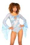JR173 - Fishnet/Mesh Sequin Flair Sleeve Top