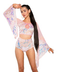 JR171 - Fishnet/Mesh Sequin Flair Sleeve Top