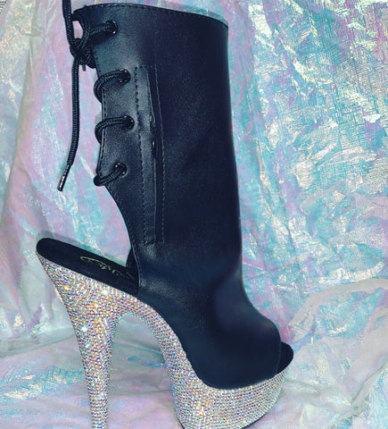 Pleasers 6" heel, swarvoski crystal, boot