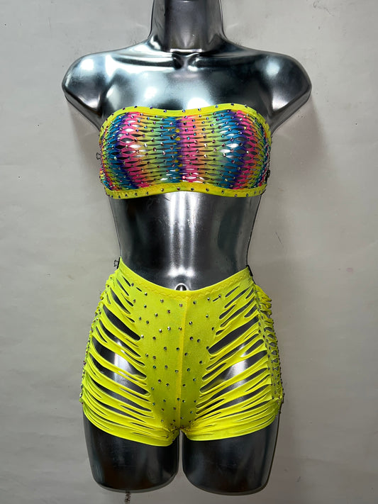 Two Piece Neon Short Set