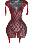 RED ONE PIECE NET OUTFIT