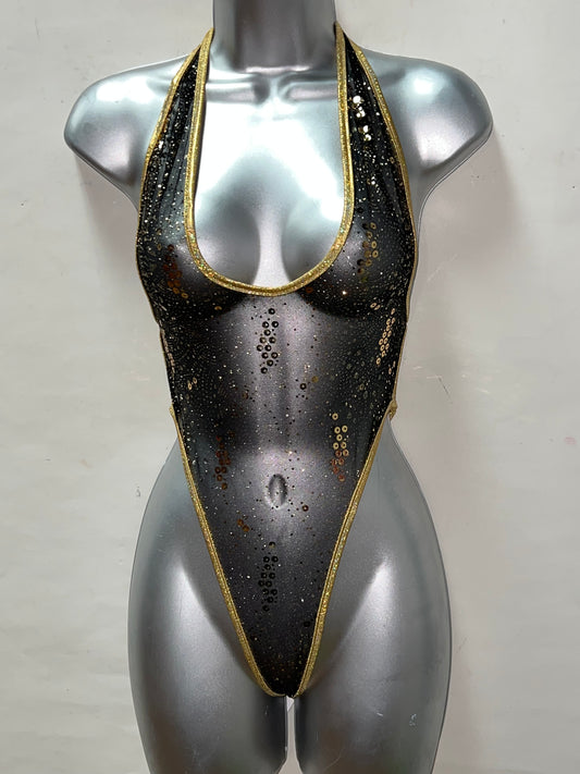 One Piece Mesh Sequin Ensemble