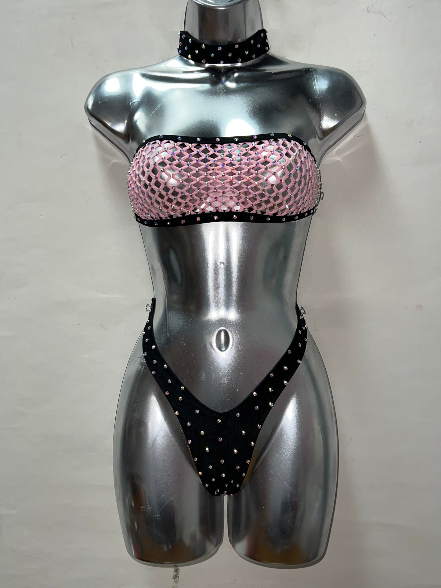 Three Piece Blk/Pink Short Set