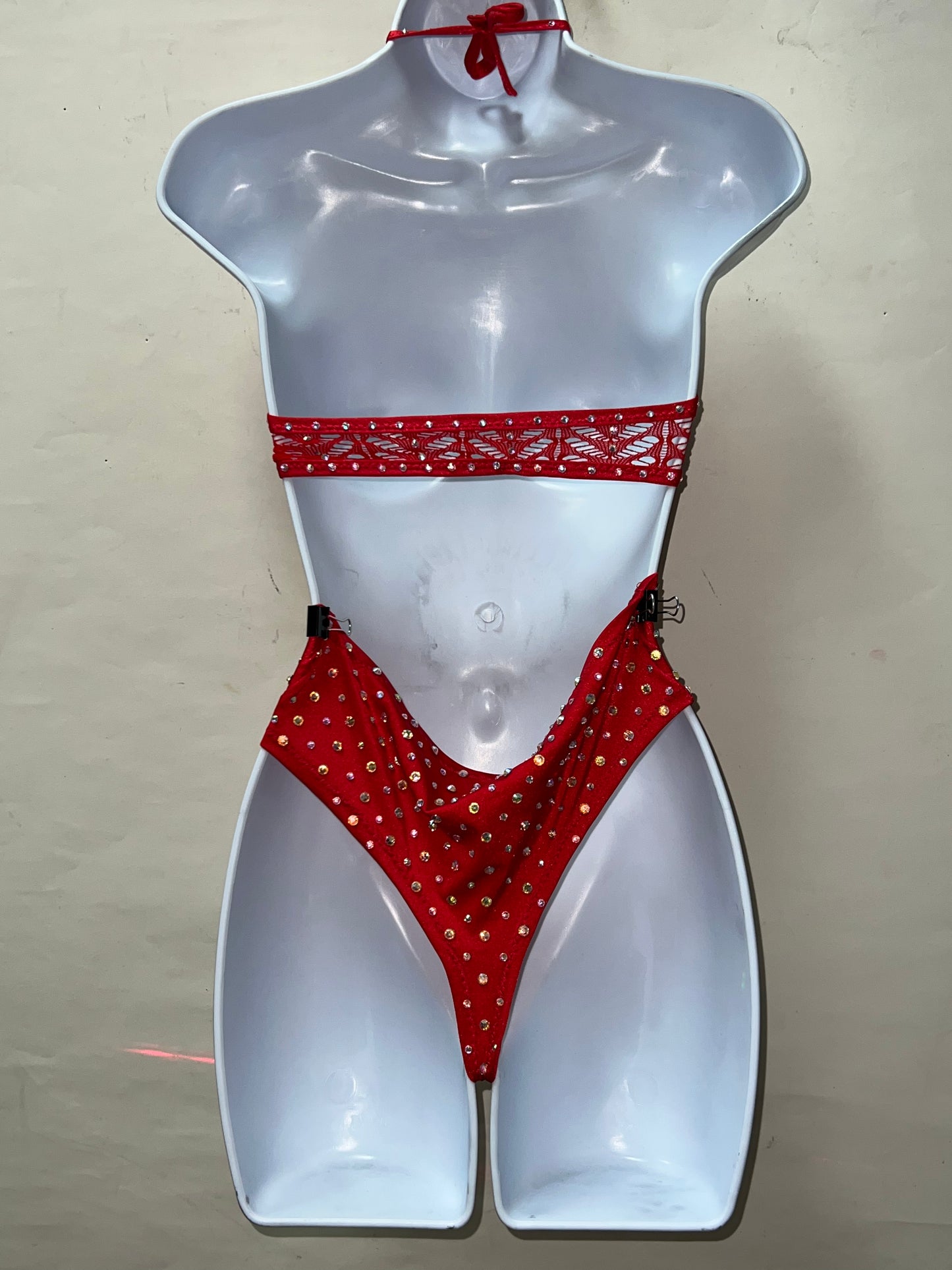 Two Piece Red High Waist Short Set