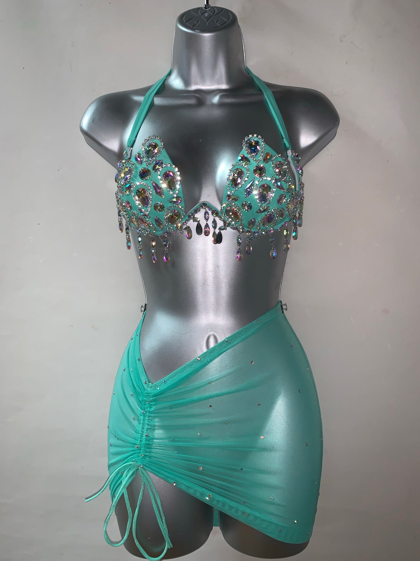 Two Piece Rhinestone Skirt Set