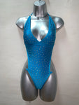 BLUE ONE PIECE OUTFIT WITH RHINESTONES