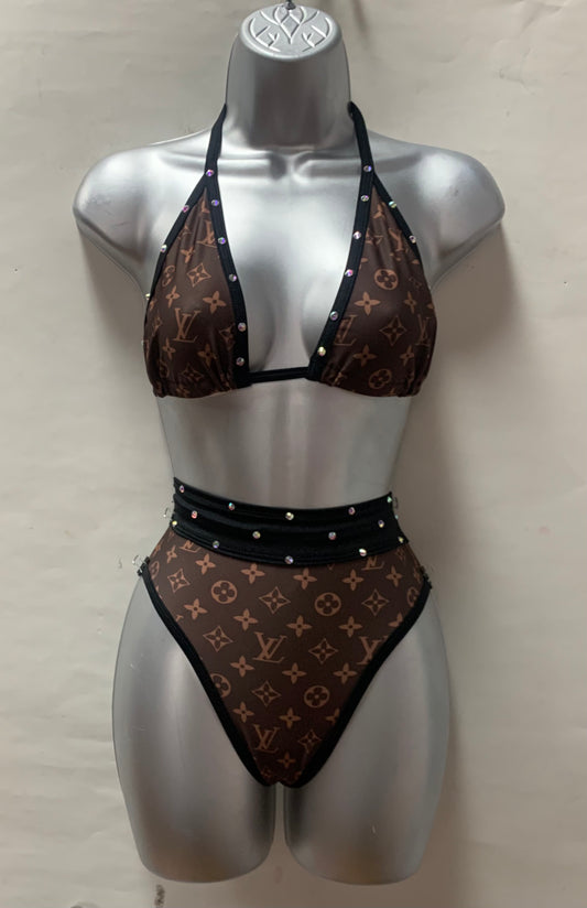 Two Piece Triangle top High Waist Set