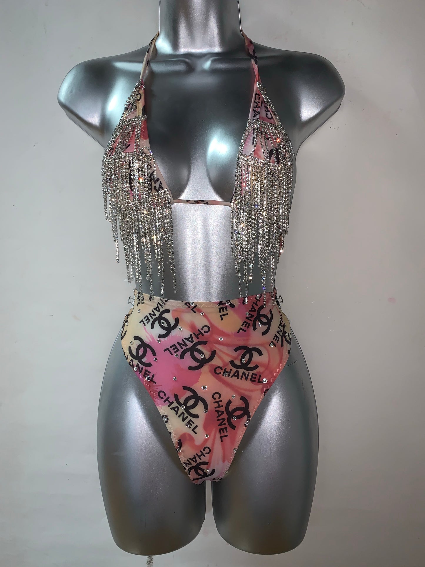 Two Piece Rhinestone Short Set