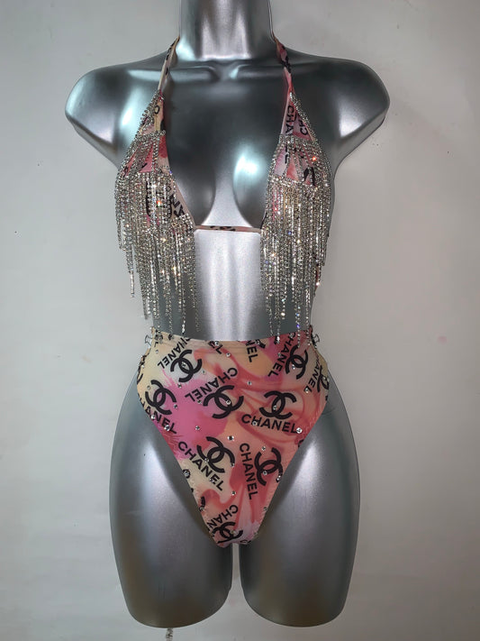 Two Piece Rhinestone Short Set