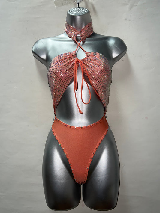 Two Piece Peach Short Set