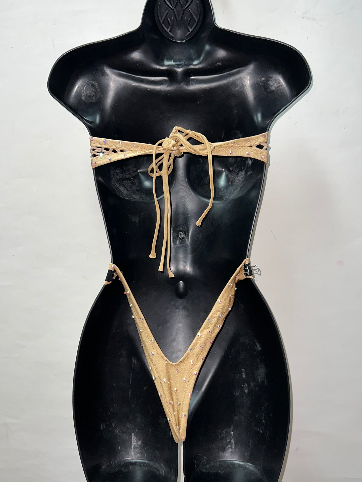 Two Piece Nude Thong Shorts Set