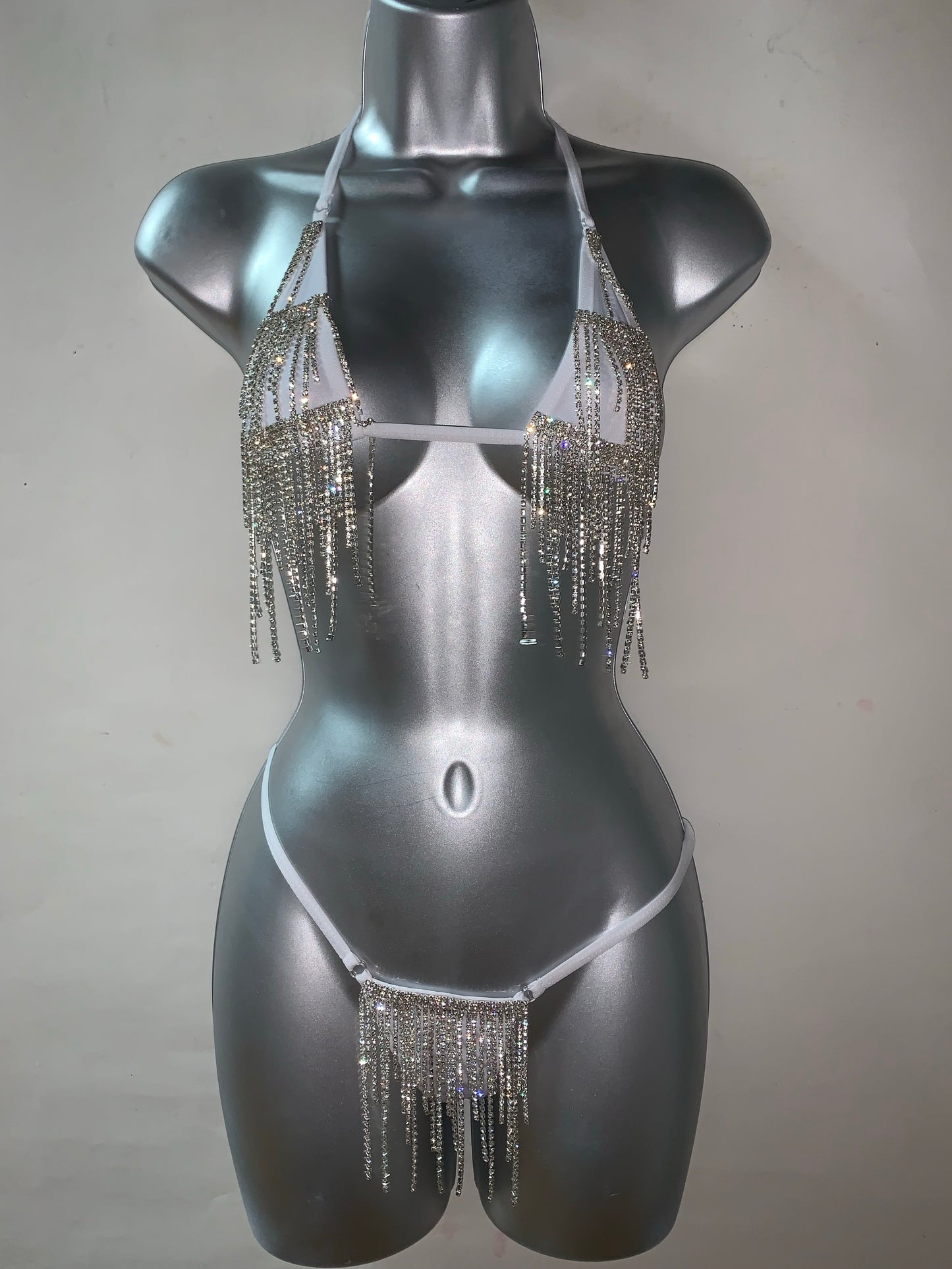 Two Piece Rhinestone Thong Set