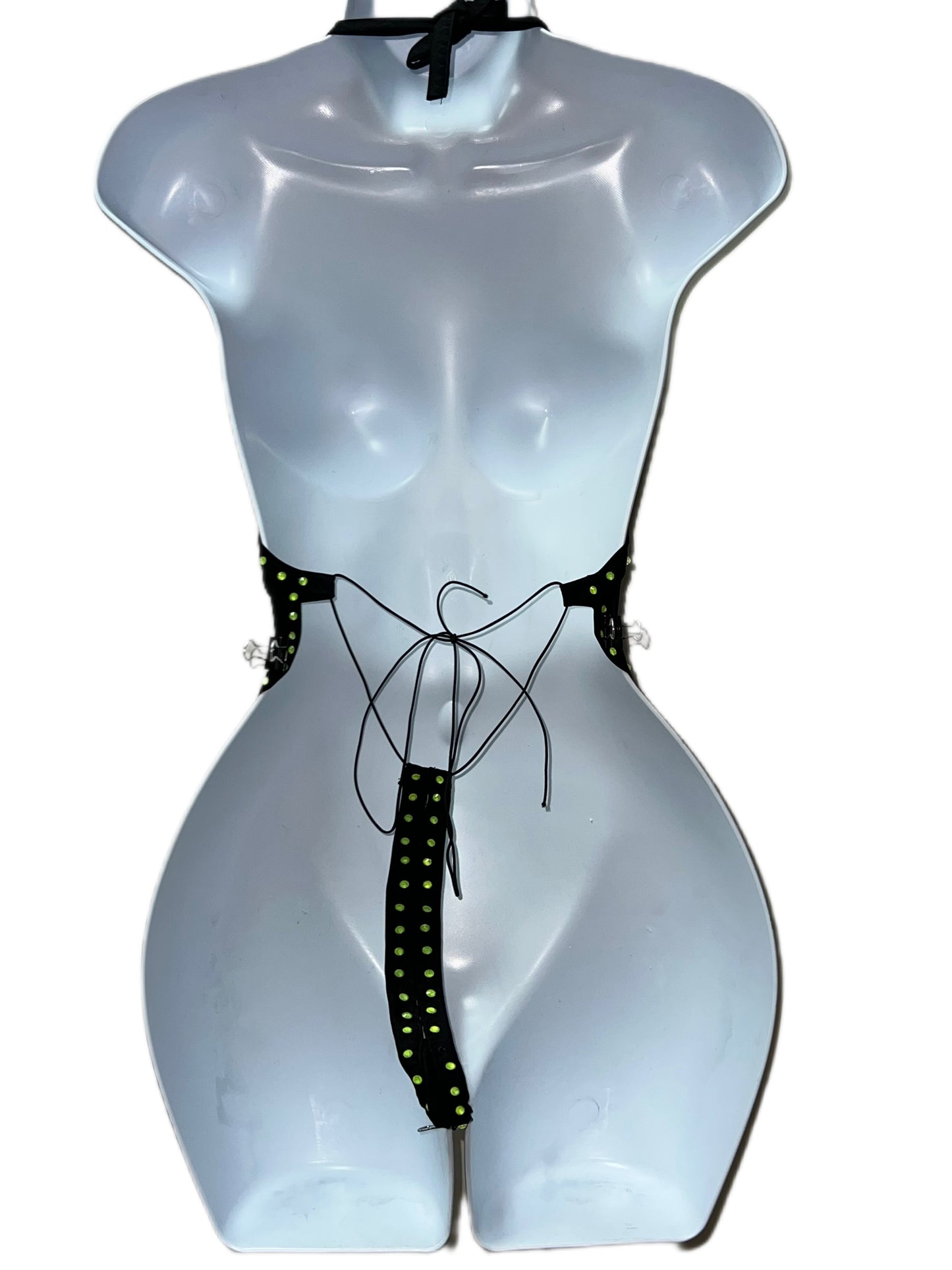 BLACK AND GREEN BODYSUIT