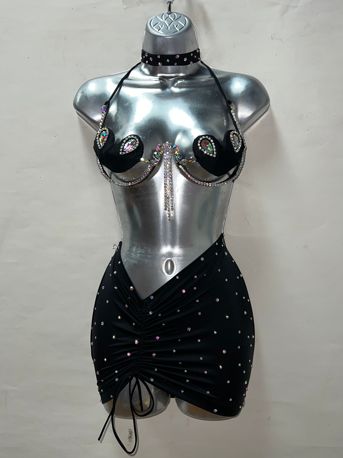 Four Piece Blk Bra Skirt Set