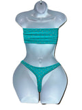 TEAL STRAPLESS TOP AND THONG
