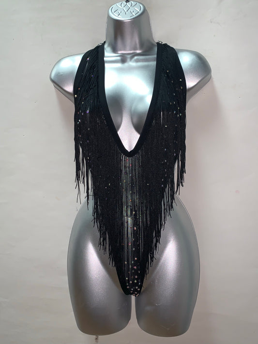 BLACK FRINGE ONE PIECE