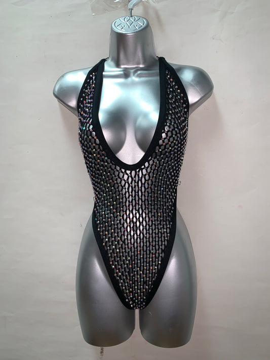 BLACK FISHNET ONE PIECE