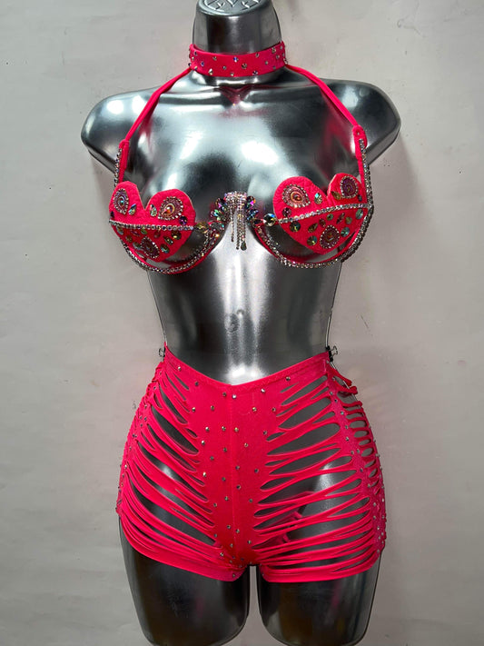 HEART BRA SHORTS SET