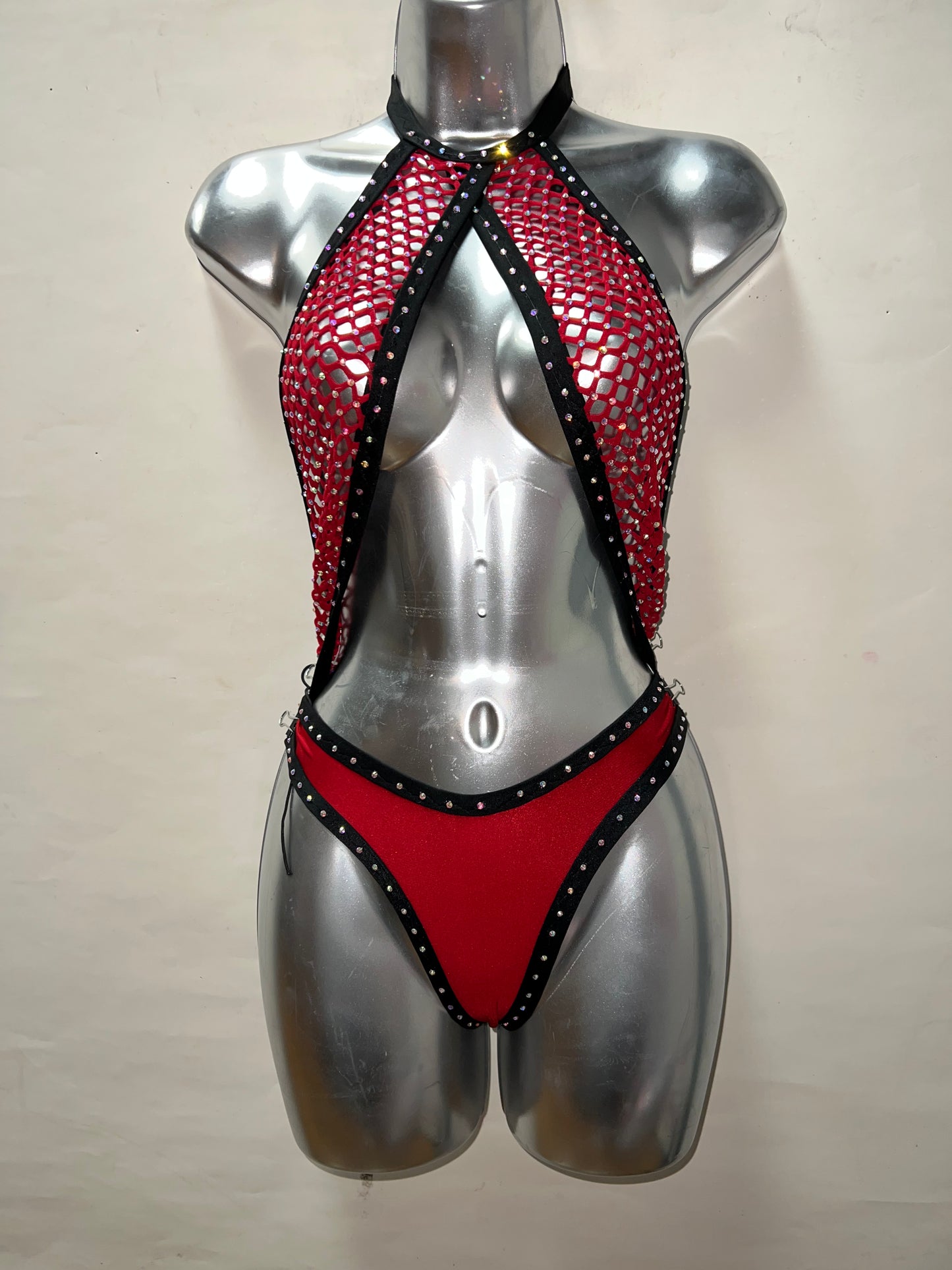 One Piece Red Fisnet Ensemble
