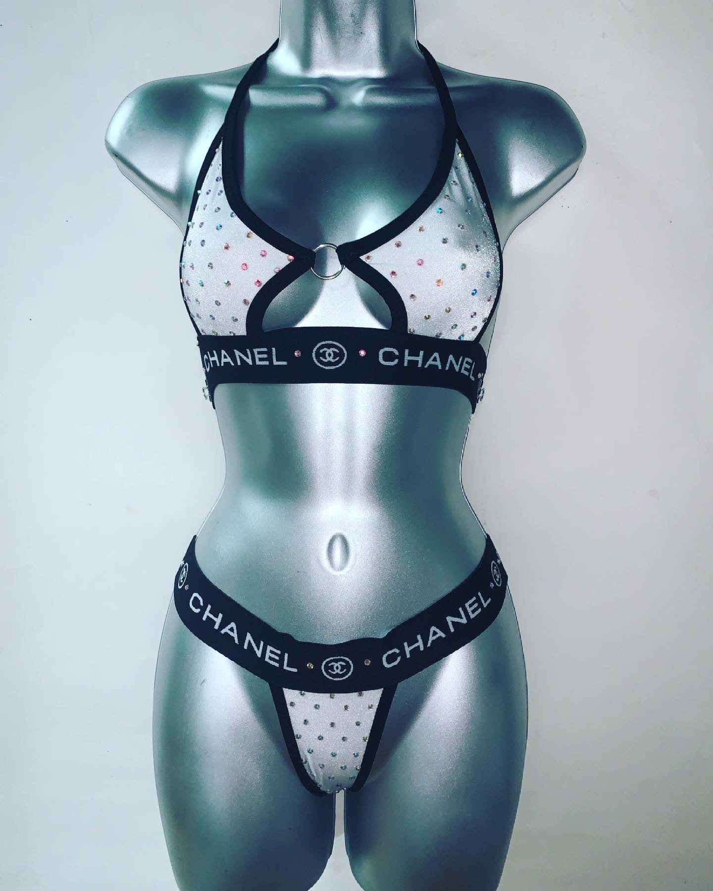 Two Piece Rhinestone Short Set