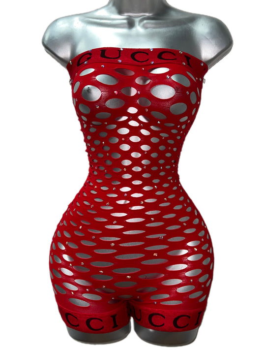 RED ONE PIECE SHORTS SET