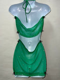 Two Piece Green Skirt Set