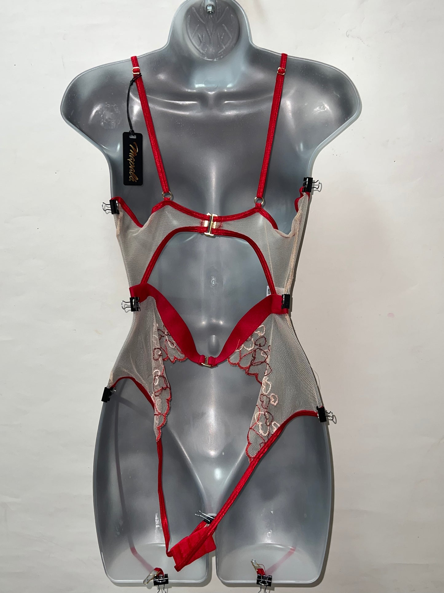 One Piece Red and Nude Ensemble